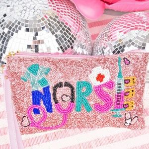 VIOLA NURSE' SEED BEAD WRISTLET COIN PURSE